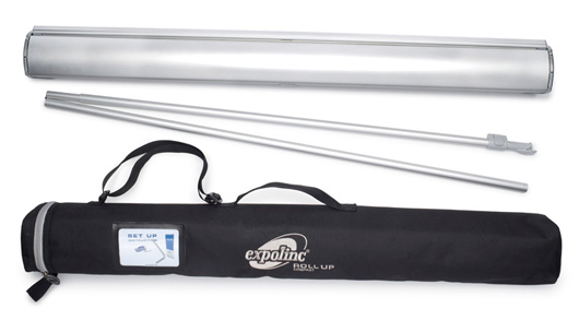 Foto van inhoud pakket roll up banner compact